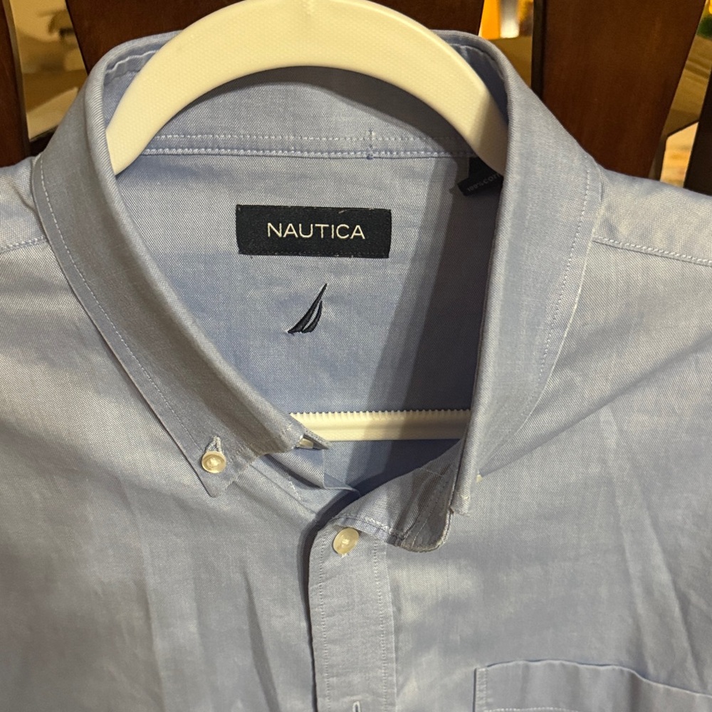 Nautica Men's Sky Blue Casual Shirt 16 32/33 100% Cotton